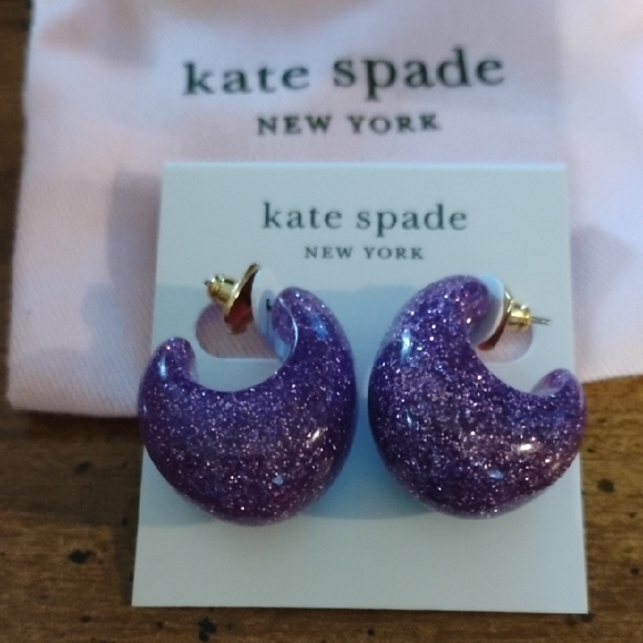 Kate Spade Purple Glitter Earrings - Picture 1 of 3